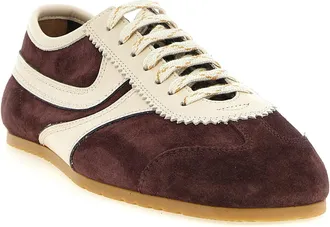 Dries Van Noten Suede and Leather Colorblock Sneaker - Burgundy