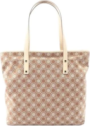 Ferragamo Pre-owned Tote Bags, female, Beige, Size: ONE SIZE Pre-owned Canvas Tote Bag