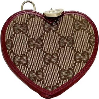 Gucci Beige Bordeaux Gg Canvas Leather Coin Purse/Coin Case (Pre-Owned)