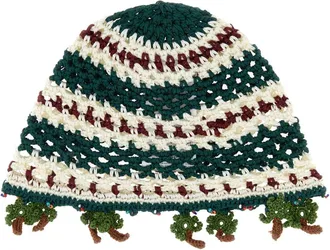 Alanui SUNNY Embroidered Crochet Beanie - Green