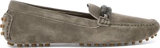 Brunello Cucinelli Brunello Cucinelli Womens Brown Rubber Loafers - Grey Suede - Size EU 40