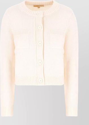 Michael Kors wool cardigan with crew neck and patch pockets