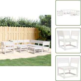 vidaXL Sedute angolari - vidaXL Set Salotto da Giardino 8 pz in Legno Massello di Pino Bianco - Mobili da esterno