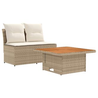 vidaXL 2 Pieza Sof&aacute; Central De Jard&iacute;n Con Mesa Elevable Vidaxl