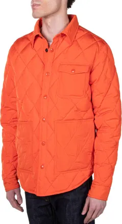 Schott NYC Down-Filled Quilted Shirt Jacket In Orange