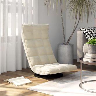 vidaXL Silla De Suelo Giratoria De Terciopelo Crema Vidaxl
