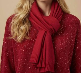 Joseph Ribkoff Womens Sequined Knit Scarf In Deep Cherry