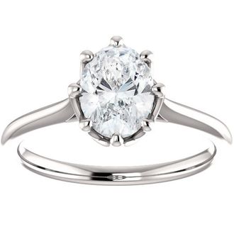 Pompeii3 1 Ct Oval Diamond 8-Prong Solitaire Engagement Ring 14k White Gold