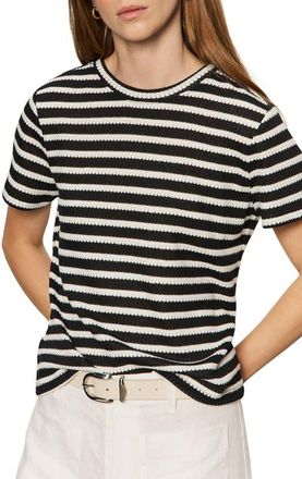 Sanctuary Perfect Texture Stripe Tee in Black/Chalk Stripe at Nordstrom, Size Xx-Large