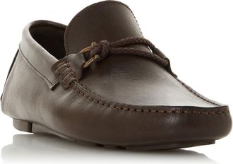 Dune London Mens BLIMES Leather Driver Sole Moccasins Size UK 10 Suede Brown