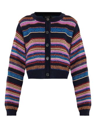 Dsquared2 striped button-up cardigan - women - Wool/Metallised Fibres/Polyamide/Viscose - M - Black