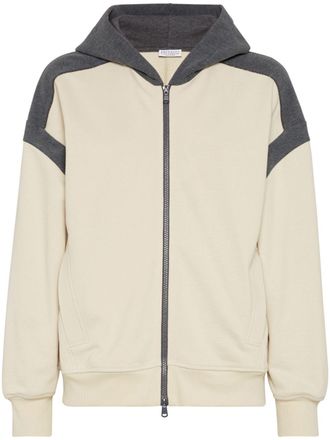 Brunello Cucinelli Hoodie met vlakken - Beige