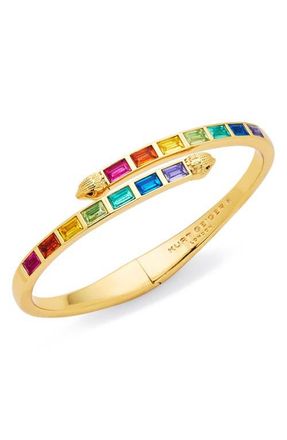 Kurt Geiger Baguette Stone Bypass Bangle in Gold/Multi at Nordstrom