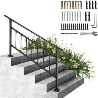OEM Handlauf Quadratisch 172,5x83,5cm Treppengel&auml;nder F&uuml;r 1-4 Stufen Baluster H&ouml;hen-und Winkelverstellbar Gel&auml;nder Aus Schmiedeeisen Max. 67,8cm H&ouml;he F&uuml;r 
