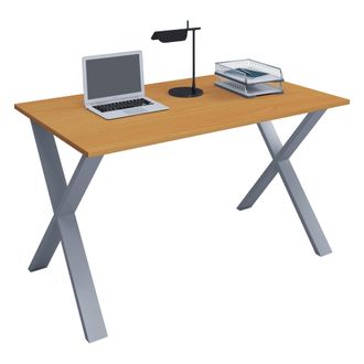 VCM Wood Desk Al. 76 X An. 80 X P. 50 Cm Mesa De Ordenador Lisa Pies De Metal De Alta Calidad Mesa De Trabajo Muebles De Oficina - Lona U (plata / Haya) -