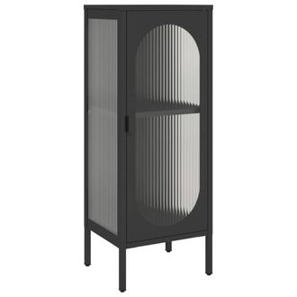Berkfield Home Sideboard Black 40x35x105 cm Glass & Steel | Size: 40 x 35 x 105 cm