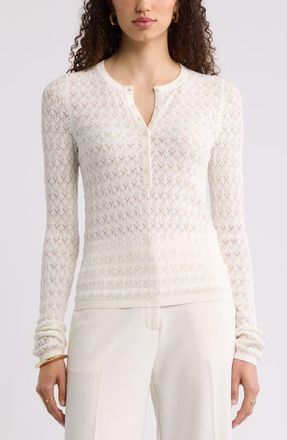 Nordstrom Pointelle Henley in Ivory Tofu at Nordstrom, Size Xx-Large
