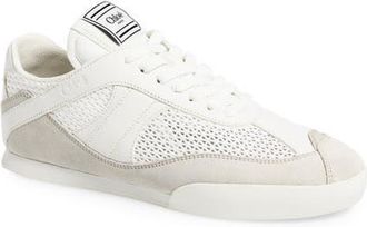 Chloé Kick Leather & Mesh Sneaker in Cloudy Cream at Nordstrom, Size 12Us