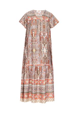 Usha Jurk Dames Abrikoos veelkleurig