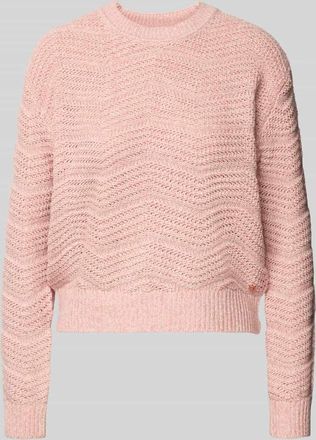 Guess Strickpullover mit gerippten Abschl&uuml;ssen in Rosa, Gr&ouml;&szlig;e XL