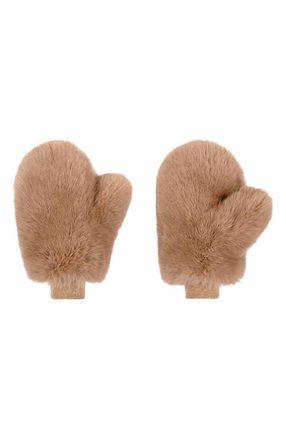 Cynthia Rowley Faux Fur Oversized Mittens in Camel at Nordstrom