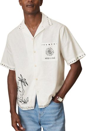 Reiss Galera Brushstroke Printed Linen-Blend Shirt