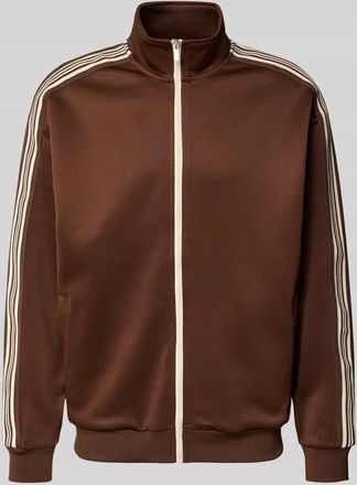 Only & Sons Relaxed Fit Sweatjacke mit Kontraststreifen Modell RIBER in Dunkelbraun, Gr&ouml;&szlig;e XXL