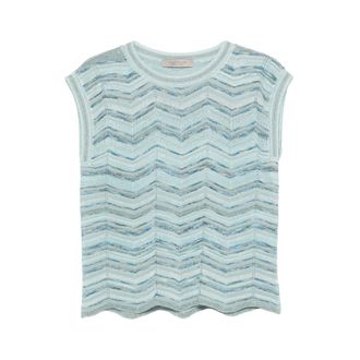 D.exterior Sleeveless Tops, female, Blue, Size: M Sleeveless Zig-Zag Top