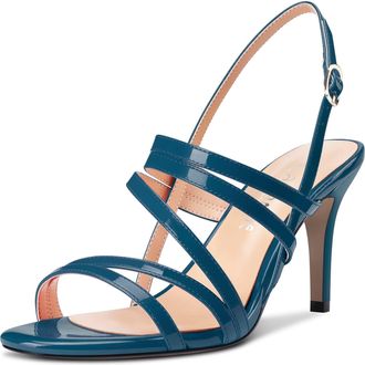 Castamere Women Mid Heel Peep Open Toe Slingback Sandals Ankle Strap Sexy Wedding Party 8.5 CM Heels Dark Green 3 UK