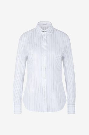 Brunello Cucinelli Tailliertes gestreiftes Hemd aus Baumwolle und seide Monile