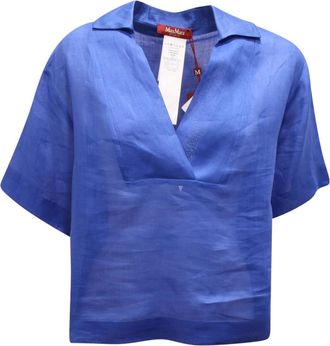 Max Mara Studio Shirt - Dames - Blouses - Blauw - 2XS - Linnen - Overhemden
