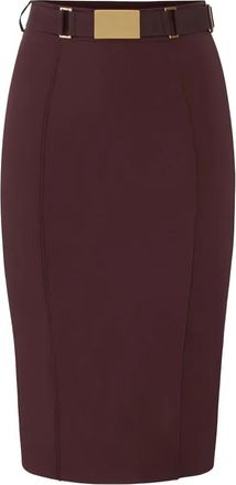 Elisabetta Franchi midi belted pencil skirt - women - Polyamide/Spandex/Elastane - 38 - Brown