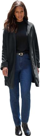 Roaman's Plus Size Fleece Driving Coat in Black at Nordstrom, Size 20