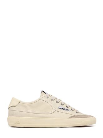 Autry Low-Top Cream Sneakers with Canvas and Suede Blend