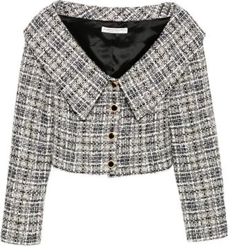 Alessandra Rich Giacca a quadri in tweed - Nero