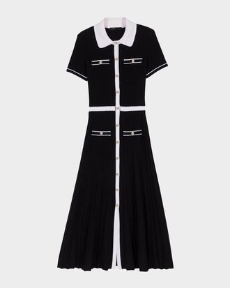 Maje Redouane Two-Tone Knit Maxi Dress