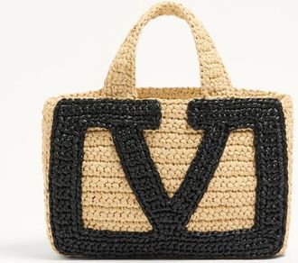 Valentino Garavani Valentino Garavani Viva Superstar Small Shopping Bag In Raffia Wo