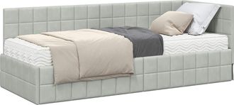 vidaXL Estructura De Cama Esquina Con Colch&oacute;n 2 Uds. Gris Claro Vidaxl