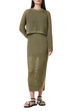 AllSaints Miro Open Stitch Dress in Fir Green at Nordstrom Rack, Size X-Small