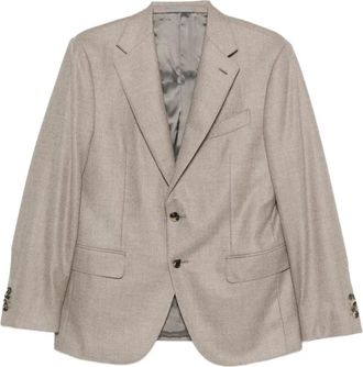 Caruso notched-lapel jacket - men - Wool/Cashmere - 54 - Neutrals