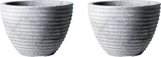 Keter Stewarts Low Honey Pot Outdoor Garden Planter 49cm, Pack of 2, Alpine Grey