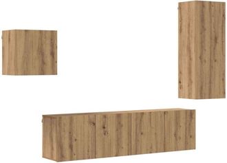 vidaXL Mueble De Tv 4 Pcs Roble Artesanal Madera De Ingenier&iacute;a Vidaxl