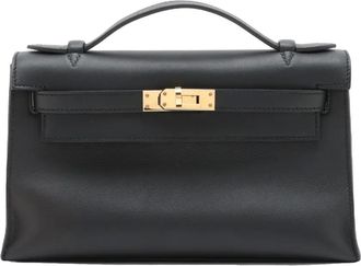Herm&egrave;s Borsa a mano Kelly Pochette 22 in pelle Swift 2019 - Nero