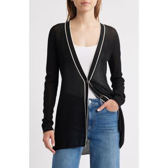 Frame Denim The Varsity Tipped Cardigan in Black Multi at Nordstrom Rack, Size X-Small