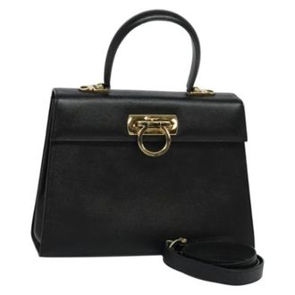 Ferragamo Tweedehands leren handtassen - Dames - Pre-owned - Zwart - Maat: ONE Size Leer