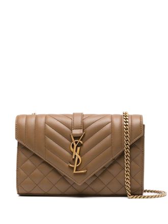 Saint Laurent small Envelope leather shoulder bag - Brown