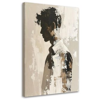 Feeby Impresi&oacute;n De Imagen Perfil Masculino En Una Composici&oacute;n En Negro Y Beige 80x120