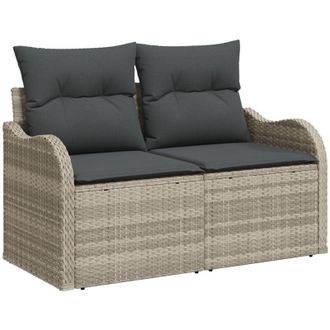 vidaXL Sof&aacute; De Jard&iacute;n Gris Claro 121 X 62 X 69 Cm Rat&aacute;n Sint&eacute;tico Vidaxl