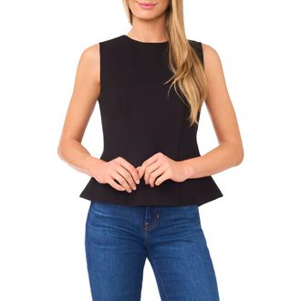Ted Baker Peplum Ponte Knit Tank in Rich Black at Nordstrom Rack, Size Small