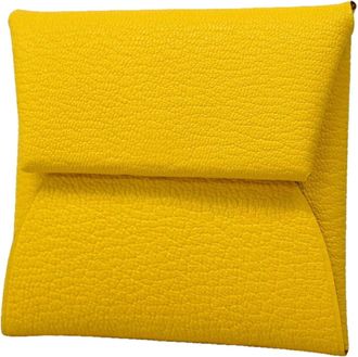 Herm&egrave;s Yellow Chevre Myzore Leather Coin Purse/Coin Case (Pre-Owned)